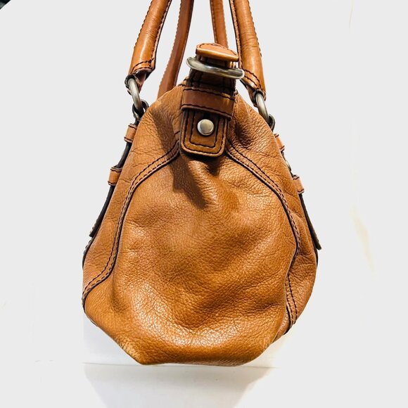 Fossil Vintage Camel/Brown Tote/Satchel Purse Bag-Soft Glove Leather-Roomy-Zip - Picture 9 of 15
